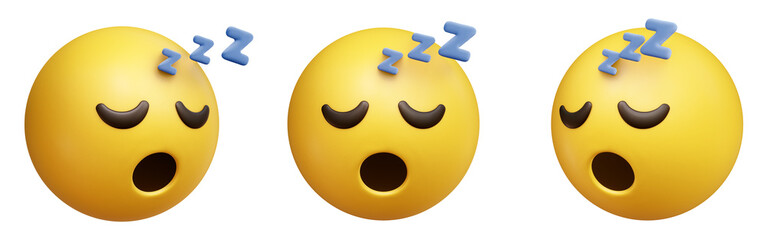 Poster - Sleeping face three-dimensional emoji. Snoring emoticon isolated on transparent background. 3D rendering