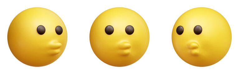 Poster - Kissing face three-dimensional emoji. Puckered lips emoticon isolated on transparent background. 3D rendering