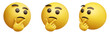 © HTGanzo - Thinking face three-dimensional emoji. Puzzled or pondering face emoticon isolated on transparent background. 3D rendering