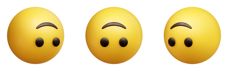 Poster - Upside-down face three-dimensional emoji. Playful emoticon isolated on transparent background. 3D rendering