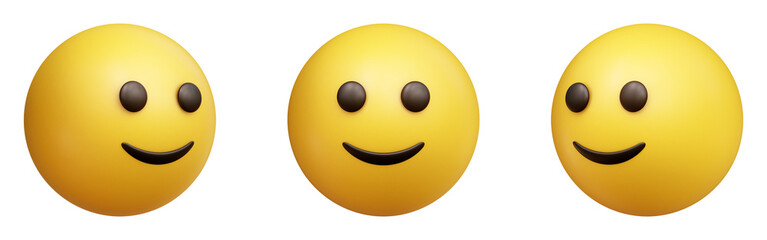 Poster - Slightly smiling face three-dimensional emoji. Happy or content emoticon isolated on transparent background. 3D rendering