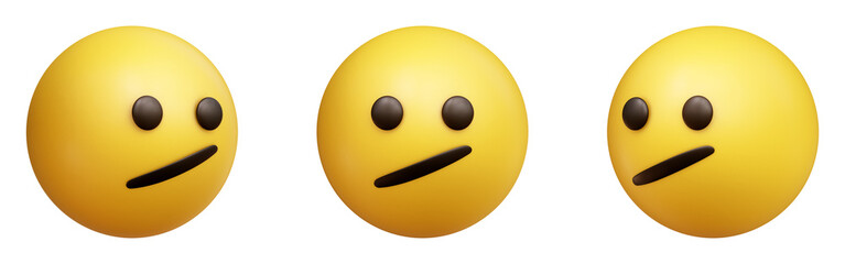 Poster - Face with diagonal mouth three-dimensional emoji. Unimpressed emoticon isolated on transparent background. 3D rendering