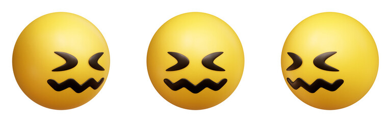 Poster - Confounded face three-dimensional emoji. Discomfort emoticon isolated on transparent background. 3D rendering