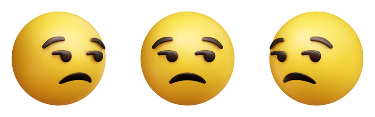 Poster - Unamused face three-dimensional emoji. Dissatisfied emoticon isolated on transparent background. 3D rendering