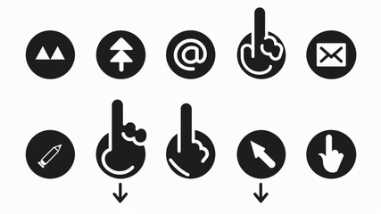 
Pointer click cursor icon. Web outline pictogram cursors arrow, computer hand, finger and wait loading circle symbol
