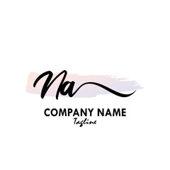 NA Watercolor Initial Logo Design Vector