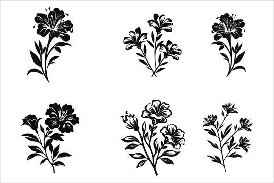 Azalea Flowers silhouette bundle set