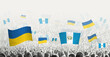 People waving flag of Guatemala and Ukraine, symbolizing Guatemala solidarity for Ukraine.