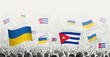 People waving flag of Cuba and Ukraine, symbolizing Cuba solidarity for Ukraine.