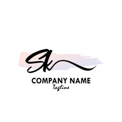 SK Watercolor Initial Logo Design Vector