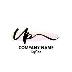 UP Watercolor Initial Logo Design Vector