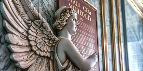 Classical Angel Statue with Book in an Architectural Setting