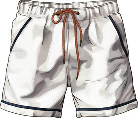 Wall Mural - White drawstring shorts isolated.