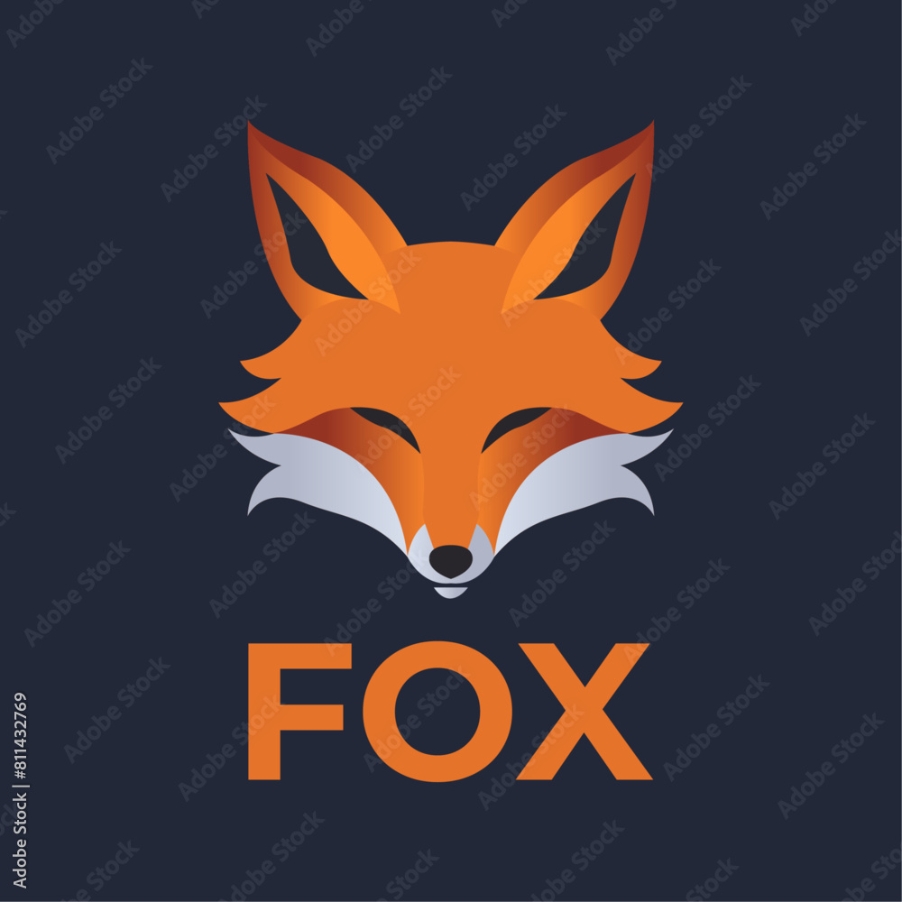 fox head flat minimalist logo Stock Vector | Adobe Stock