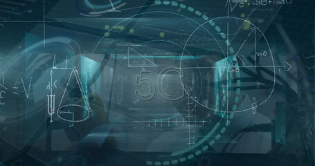 Poster - Image of data processing over black background