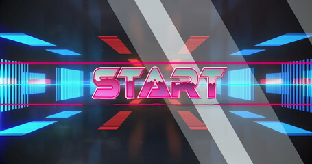 Poster - Image of start over digital space with neon lights and shapes