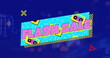 Image of colorful flash sale text banner against night city traffic