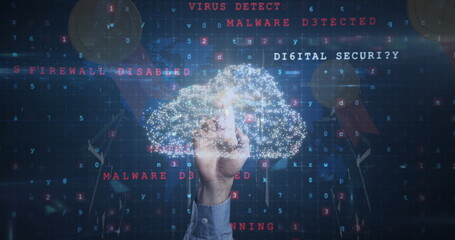 Poster - Image of data processing over padlock
