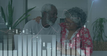 Poster - Biracial grandmother and African American father examining digital graphs