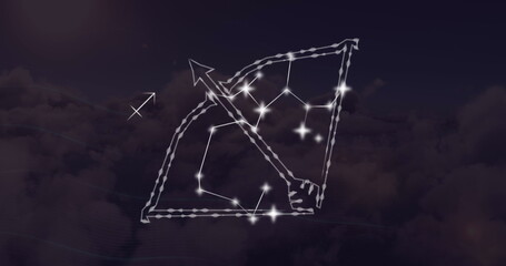 Wall Mural - Image of sagittarius star sign with glowing stars