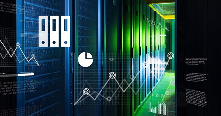 Poster - Image of data processing against computer server room