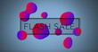 Image of flash sale text over vibrant pattern on blue background