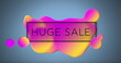 Image of huge sale text over vibrant pattern on blue background