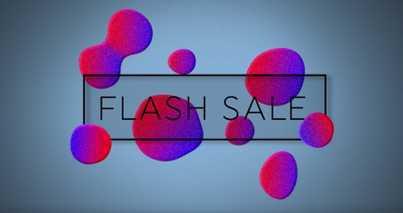 Poster - Image of flash sale text over vibrant pattern on blue background