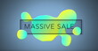 Image of massive sale text over vibrant pattern on blue background