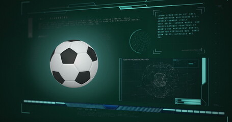 Poster - Image of scopes scanning and data processing with football