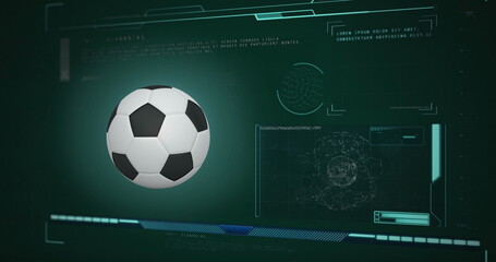 Poster - Image of scopes scanning and data processing with football