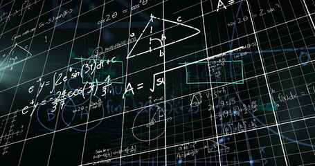 Poster - Image of mathematical equations over black background