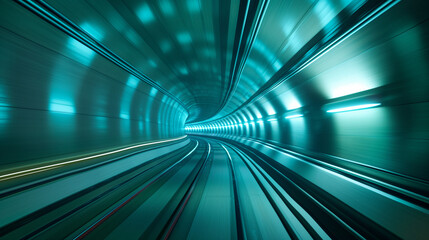 Poster - colorful light trails in the tunnel, abstract background, futuristic tech wallpaper 