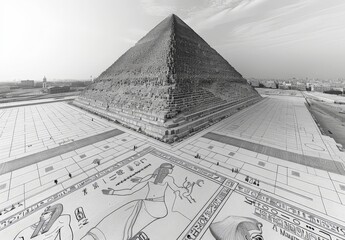 Aufkleber - Wireframe rendering of an ancient building in the classical style