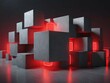 abstract red cubes with a black background