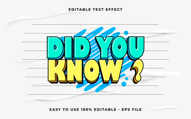 Aufkleber - did you know 3d editable vector text effect. simple style text effect.