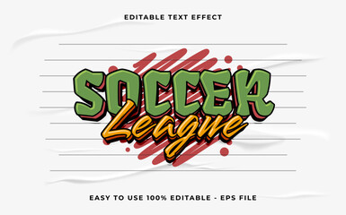 Wall Mural - soccer league 3d editable vector text effect. simple style text effect.