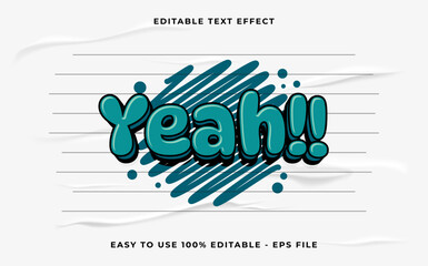 Aufkleber - yeah!! 3d editable vector text effect. simple style text effect.
