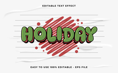 Poster - Holiday 3d editable vector text effect. simple style text effect.