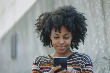 young african american woman using smartphone modern technology and communication