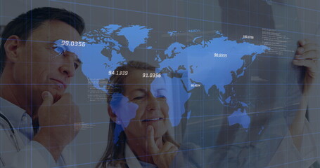 Wall Mural - Image of text with globe and network of connections