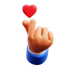 korean love finger romantic feeling expression with heart symbol 3d icon illustration render design