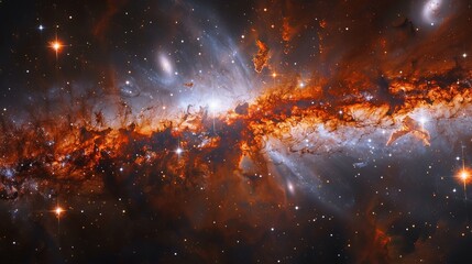 Wall Mural - a striking image of the galaxy core, ablaze with a myriad of stars, swirling in a dance of cosmic li