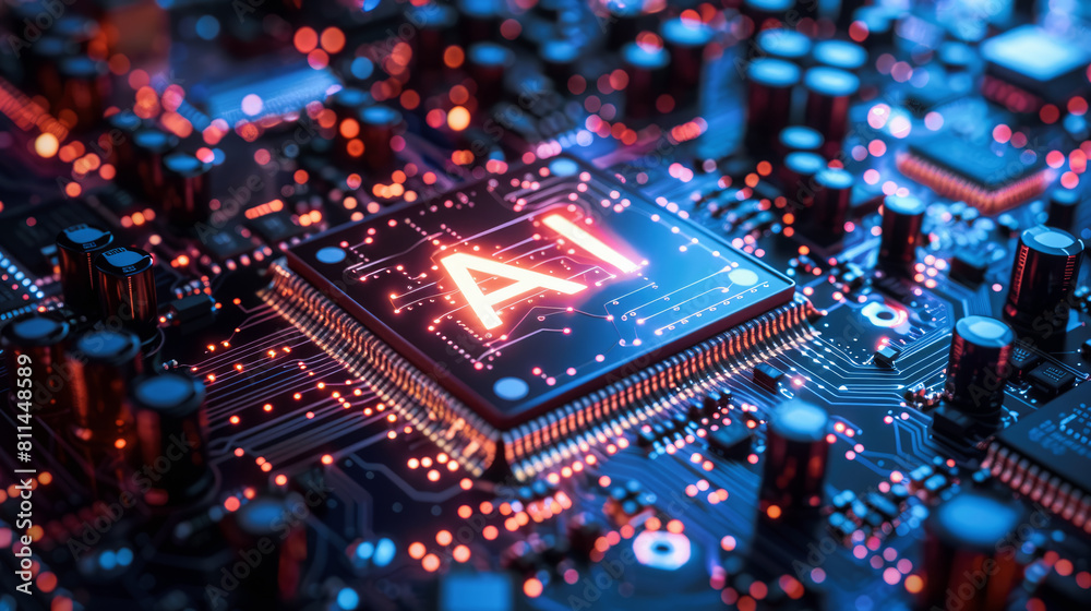 Artificial Intelligence and AI technology concept processor chip or ...