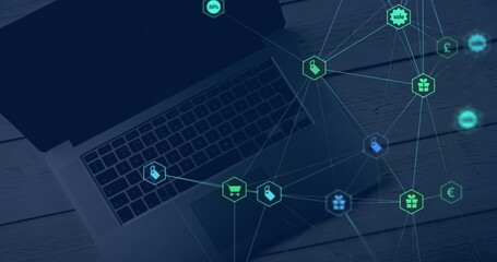 Poster - Image of laptop and network of connections