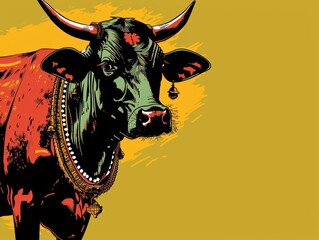Sticker - Hindu coloful cow god illustration