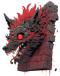 Red stone dragon wolf head