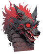 Red stone dragon wolf head