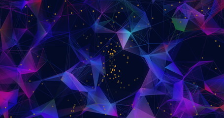 Poster - Vibrant geometric shapes connecting with lines and dots