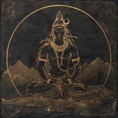 Sticker - hindu god shiva meditating on the himalaya